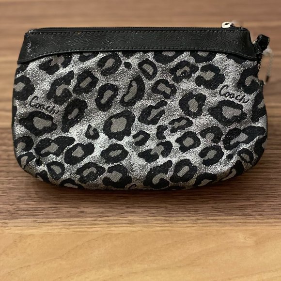 Coach Gray Metallic Madison Ocelot Leopard Wristlet - Picture 2 of 6